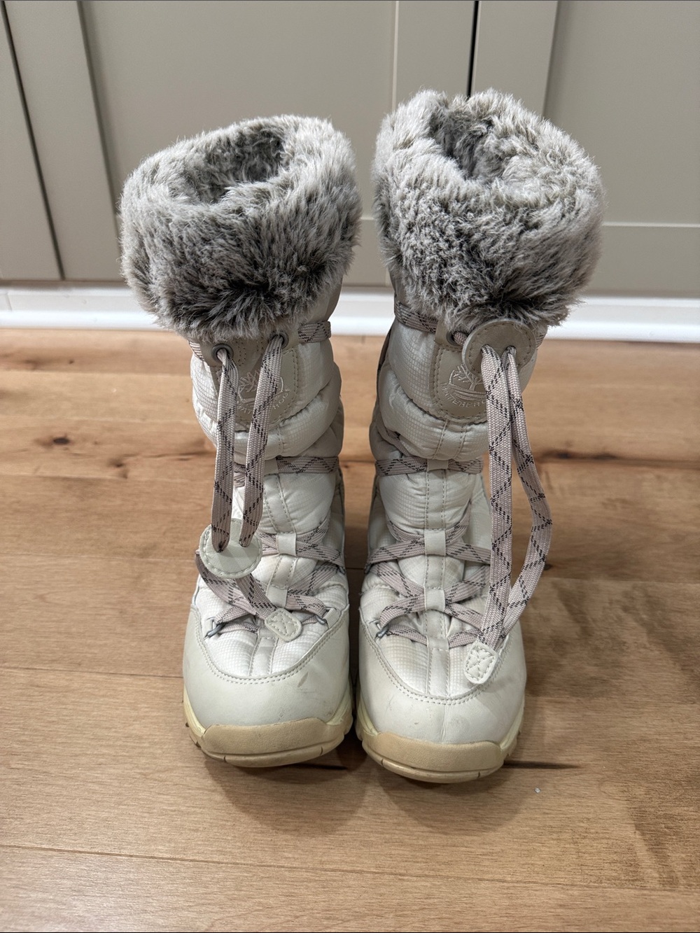 Timberland Snow Boots Womens 7.5 Chillberg Over the Chill Beige Mid-Calf